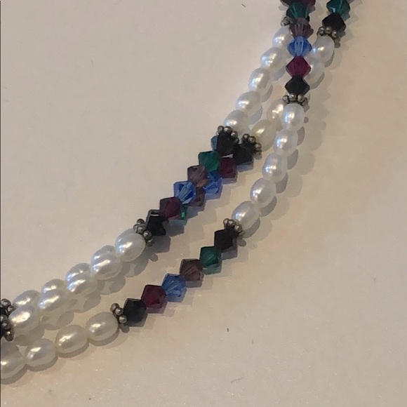 🎁 Swarovski crystal, freshwater pearl necklace - Picture 3 of 9